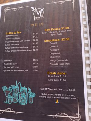 Drinks menu at Mekong MoJo  in Krong Kracheh