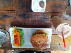 Eggplant Bagel at Artillery Arts Cafe in Phnom Penh