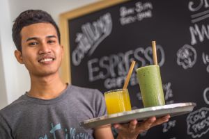 Fresh juices at Artillery Arts Cafe in Phnom Penh