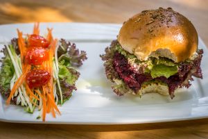 Mexican Black Bean Burger (vegetarian) at Artillery Arts Cafe in Phnom Penh