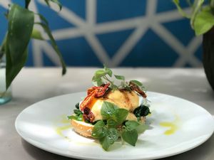 Kale Eggs Benedict (vegetarian) at Artillery Arts Cafe in Phnom Penh