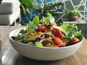 Mango Vermicelli Salad (vegan) at Artillery Arts Cafe in Phnom Penh