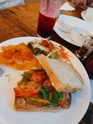 Sweetpotato with bean burger at Artillery Arts Cafe in Phnom Penh