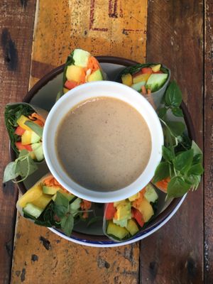 Spring rolls  at Artillery Arts Cafe in Phnom Penh