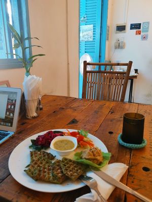 Green Waffles at Artillery Arts Cafe in Phnom Penh