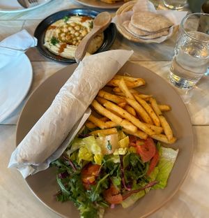 Zataar manoushe (no labneh) and hummus  at hanoon in Kirkland