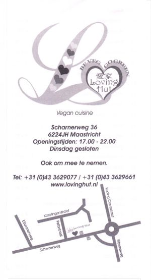 Loving Hut, Maastricht. Takeaway menu. at Loving Hut in Maastricht