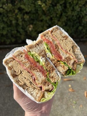 Turkey and bacon club!  at Ben & Esther's Vegan Jewish Deli in Seattle