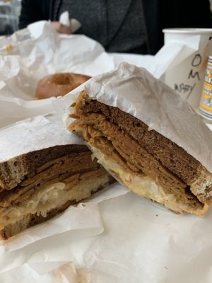 Reuben done right with Russian dressing & correct amount of kraut 😋  at Ben & Esther's Vegan Jewish Deli in Seattle