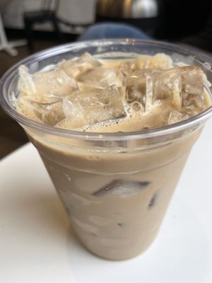 Iced oat latte   at Ben & Esther's Vegan Jewish Deli in Seattle