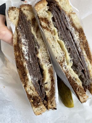 Benny’s Brisket—so yumm  at Ben & Esther's Vegan Jewish Deli in Seattle