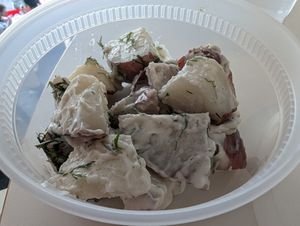 Potato salad at Ben & Esther's Vegan Jewish Deli in Seattle