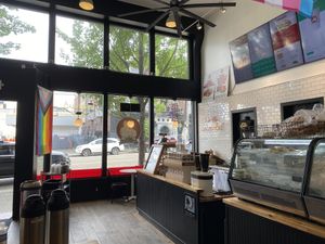 Space that encourages "to go" dining.  at Ben & Esther's Vegan Jewish Deli in Seattle