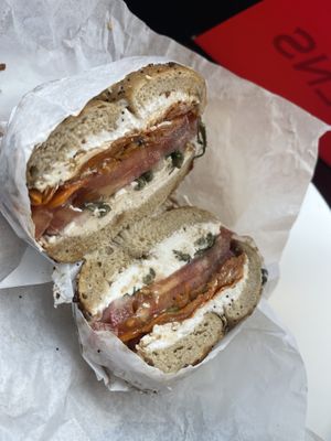 Lox Bagel at Ben & Esther's Vegan Jewish Deli in Seattle