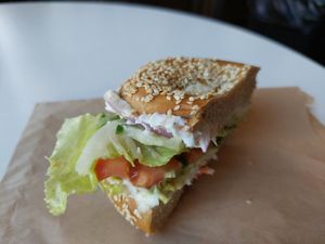 Veggi Bagel at Ben & Esther's Vegan Jewish Deli in Seattle