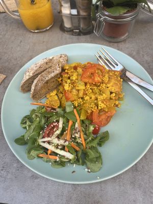 Scrambled tofu   at Cosy Café in Budapest