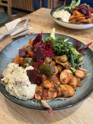 Various salads with humous   at Vimi's in Radlett