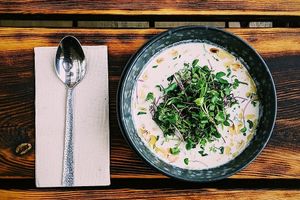 Coconut-Banana Soup at Superfood Garden in Mallorca