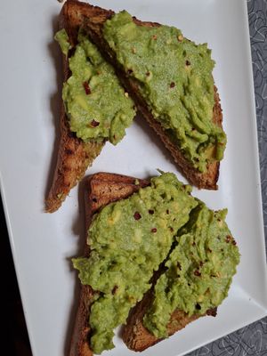 Avocado and chilli flakes on toast at Barter Books in Alnwick