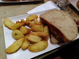 Chip butty (March 2024) at Barter Books in Alnwick