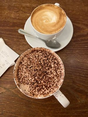 Hot chocolate with soya milk and mint syrup! at Barter Books in Alnwick