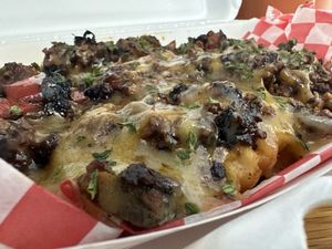 Beefy cheesy fries  at The Utopia Deli in Little Rock