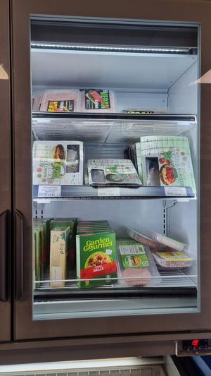 Supermarket frozen goods at Street food bar Groshe in Bansko