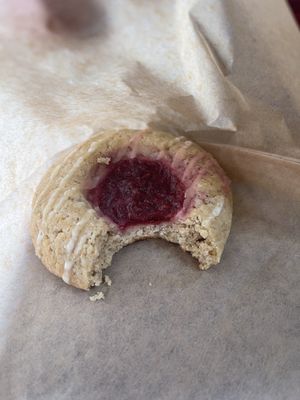 Raspberry Thumbprint Cookie (zoom in)  at Soulshine Vegan Cafe in Indianapolis