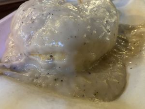 Vegan breakfast Bunzy with vegan country gravy  at Bunzy's & Booze in Colorado Springs