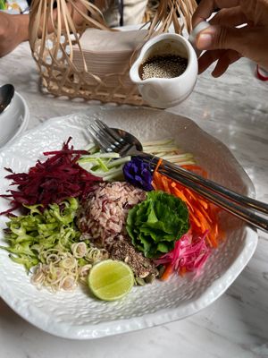 Tonklar Facai Thai Rice and Herb Salad 136 THB
 at Tonklar Facai - Mahidol Salaya in Nakhon Pathom