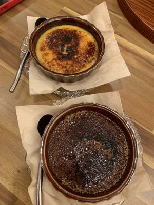 Creme brûlée regular and chocolate  at Uno Yukiko - Gion Soy Milk Ramen - ぎをん豆乳らーめん うのゆきこ in Kyoto