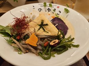 Ramen topped with gyoza at Uno Yukiko - Gion Soy Milk Ramen - ぎをん豆乳らーめん うのゆきこ in Kyoto