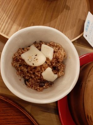 Rice with cheese to add to you broth at Uno Yukiko - Gion Soy Milk Ramen - ぎをん豆乳らーめん うのゆきこ in Kyoto