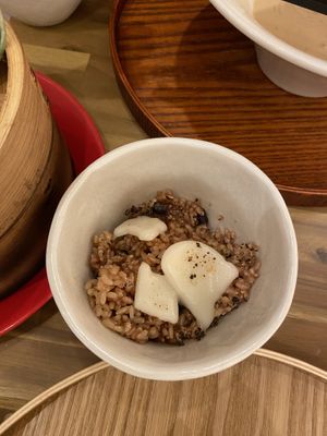Soy milk cheese on brown rice - so delicious added to the broth after eating the noodles   at Uno Yukiko - Gion Soy Milk Ramen - ぎをん豆乳らーめん うのゆきこ in Kyoto