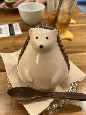 Hedgehog dish with ice cream inside   at Uno Yukiko - Gion Soy Milk Ramen - ぎをん豆乳らーめん うのゆきこ in Kyoto