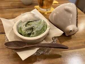 Matcha ice cream   at Uno Yukiko - Gion Soy Milk Ramen - ぎをん豆乳らーめん うのゆきこ in Kyoto