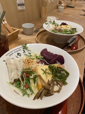 Hana ramen (front) and Dan dan noodles (back)  at Uno Yukiko - Gion Soy Milk Ramen - ぎをん豆乳らーめん うのゆきこ in Kyoto