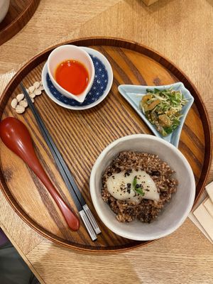 Fermented tofu cheese on rice and pickles  at Uno Yukiko - Gion Soy Milk Ramen - ぎをん豆乳らーめん うのゆきこ in Kyoto
