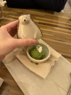 Matcha ice cream at Uno Yukiko - Gion Soy Milk Ramen - ぎをん豆乳らーめん うのゆきこ in Kyoto