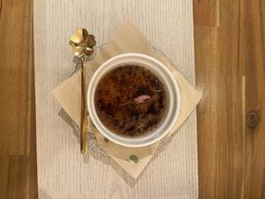 Cherry blossom matcha  #Veganuary at Uno Yukiko - Gion Soy Milk Ramen - ぎをん豆乳らーめん うのゆきこ in Kyoto