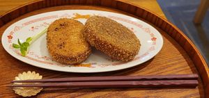 Soy Pulp Ceamy Croquette at Uno Yukiko - Gion Soy Milk Ramen - ぎをん豆乳らーめん うのゆきこ in Kyoto