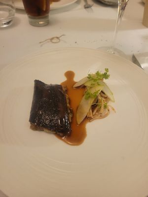 Stuffed Aubergine and Waldorf Salad at Dean Banks at the Pompadour in Edinburgh