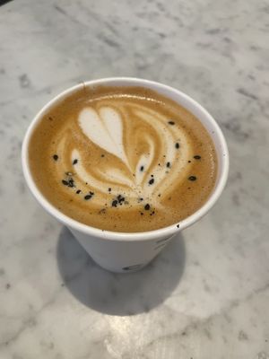 Snuggle me sesame latte (vegan by default)  at Fulcrum Coffee in Seattle