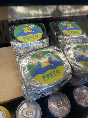 Pre-made sandwiches - heated to serve.  at Fulcrum Coffee in Seattle