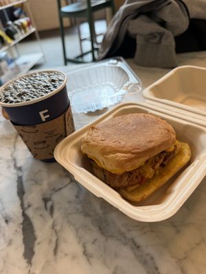 Vegan breakfast sandwich   at Fulcrum Coffee in Seattle