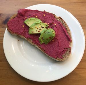 Beetroot hummus toast  #Veganuary at Circle Cafe - Mangrove Village in Abu Dhabi
