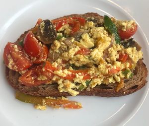 Scrambled tofu  at Circle Cafe - Mangrove Village in Abu Dhabi