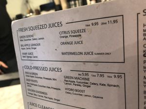 Menu   at Juicery Harlem in New York City