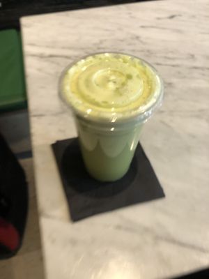 Fresh squeezed apple celery ginger   at Juicery Harlem in New York City