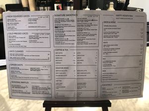 Menu  at Juicery Harlem in New York City
